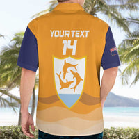 Custom Anguilla Football Hawaiian Shirt Dolphins Coat Of Arms Style