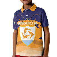 Custom Anguilla Football Kid Polo Shirt Dolphins Coat Of Arms Style