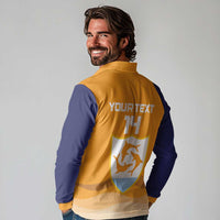 Custom Anguilla Football Long Sleeve Polo Shirt Dolphins Coat Of Arms Style