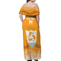 Custom Anguilla Football Off Shoulder Maxi Dress Dolphins Coat Of Arms Style