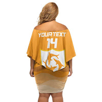 Custom Anguilla Football Off Shoulder Short Dress Dolphins Coat Of Arms Style