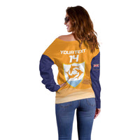 Custom Anguilla Football Off Shoulder Sweater Dolphins Coat Of Arms Style