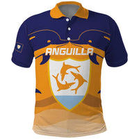 Custom Anguilla Football Polo Shirt Dolphins Coat Of Arms Style