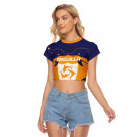 Custom Anguilla Football Raglan Cropped T Shirt Dolphins Coat Of Arms Style