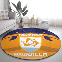 Custom Anguilla Football Round Carpet Dolphins Coat Of Arms Style