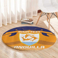 Custom Anguilla Football Round Carpet Dolphins Coat Of Arms Style