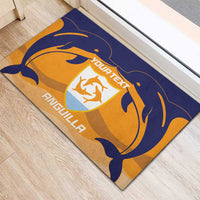 Custom Anguilla Football Rubber Doormat Dolphins Coat Of Arms Style