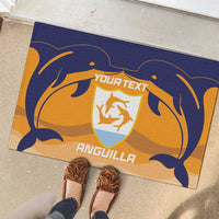 Custom Anguilla Football Rubber Doormat Dolphins Coat Of Arms Style