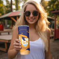 Custom Anguilla Football Skinny Tumbler Dolphins Coat Of Arms Style