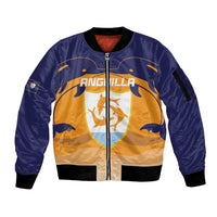 Custom Anguilla Football Sleeve Zip Bomber Jacket Dolphins Coat Of Arms Style