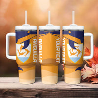 Custom Anguilla Football Tumbler With Handle Dolphins Coat Of Arms Style