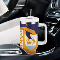 Custom Anguilla Football Tumbler With Handle Dolphins Coat Of Arms Style