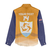 Custom Anguilla Football Women Casual Shirt Dolphins Coat Of Arms Style