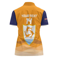 Custom Anguilla Football Women Polo Shirt Dolphins Coat Of Arms Style