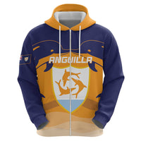 Custom Anguilla Football Zip Hoodie Dolphins Coat Of Arms Style