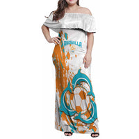 Custom Anguilla Football Family Matching Off Shoulder Maxi Dress and Hawaiian Shirt Go Champions Grunge Style
