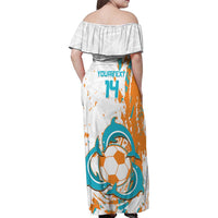 Custom Anguilla Football Family Matching Off Shoulder Maxi Dress and Hawaiian Shirt Go Champions Grunge Style
