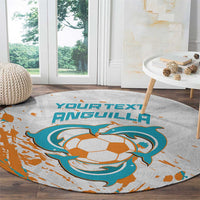Custom Anguilla Football Round Carpet Go Champions Grunge Style