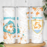 Custom Anguilla Football Skinny Tumbler Go Champions Grunge Style