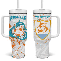 Custom Anguilla Football Tumbler With Handle Go Champions Grunge Style