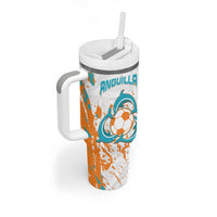 Custom Anguilla Football Tumbler With Handle Go Champions Grunge Style