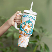 Custom Anguilla Football Tumbler With Handle Go Champions Grunge Style