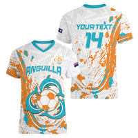 Custom Anguilla Football Women V-Neck T-Shirt Go Champions Grunge Style