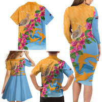Anguilla Family Matching Long Sleeve Bodycon Dress and Hawaiian Shirt Coat Of Arms With Zenaida Dove