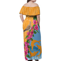 Anguilla Family Matching Off Shoulder Maxi Dress and Hawaiian Shirt Coat Of Arms With Zenaida Dove