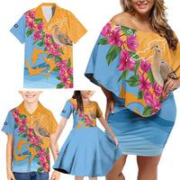 Anguilla Family Matching Off Shoulder Short Dress and Hawaiian Shirt Coat Of Arms With Zenaida Dove