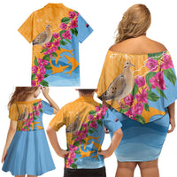Anguilla Family Matching Off Shoulder Short Dress and Hawaiian Shirt Coat Of Arms With Zenaida Dove