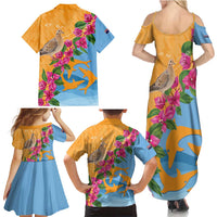 Anguilla Family Matching Summer Maxi Dress and Hawaiian Shirt Coat Of Arms With Zenaida Dove