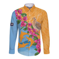Anguilla Long Sleeve Button Shirt Coat Of Arms With Zenaida Dove