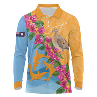 Anguilla Long Sleeve Polo Shirt Coat Of Arms With Zenaida Dove