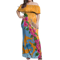 Anguilla Off Shoulder Maxi Dress Coat Of Arms With Zenaida Dove