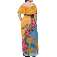 Anguilla Off Shoulder Maxi Dress Coat Of Arms With Zenaida Dove