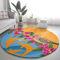 Anguilla Round Carpet Coat Of Arms With Zenaida Dove