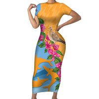 Anguilla Short Sleeve Bodycon Dress Coat Of Arms With Zenaida Dove