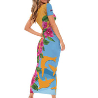 Anguilla Short Sleeve Bodycon Dress Coat Of Arms With Zenaida Dove