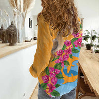 Anguilla Women Casual Shirt Coat Of Arms With Zenaida Dove