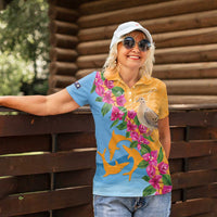 Anguilla Women Polo Shirt Coat Of Arms With Zenaida Dove