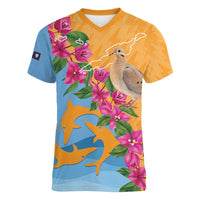 Anguilla Women V-Neck T-Shirt Coat Of Arms With Zenaida Dove