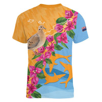 Anguilla Women V-Neck T-Shirt Coat Of Arms With Zenaida Dove