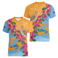 Anguilla Women V-Neck T-Shirt Coat Of Arms With Zenaida Dove