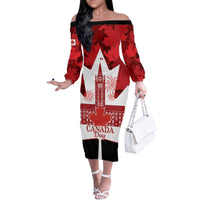 Canada Day Family Matching Off The Shoulder Long Sleeve Dress and Hawaiian Shirt 2024 Canadian Maple Leaf Pattern - Wonder Print Shop