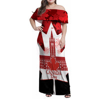 Canada Day Family Matching Off Shoulder Maxi Dress and Hawaiian Shirt 2024 Canadian Maple Leaf Pattern - Wonder Print Shop