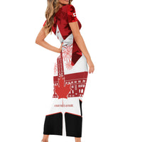 Canada Day Short Sleeve Bodycon Dress 2024 Canadian Maple Leaf Pattern - Wonder Print Shop