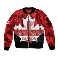 Canada Day Sleeve Zip Bomber Jacket 2024 Canadian Maple Leaf Pattern - Wonder Print Shop