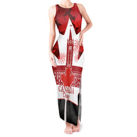 Canada Day Tank Maxi Dress 2024 Canadian Maple Leaf Pattern - Wonder Print Shop