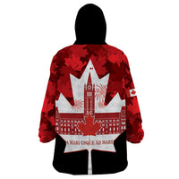 Canada Day Wearable Blanket Hoodie 2024 Canadian Maple Leaf Pattern - Wonder Print Shop
